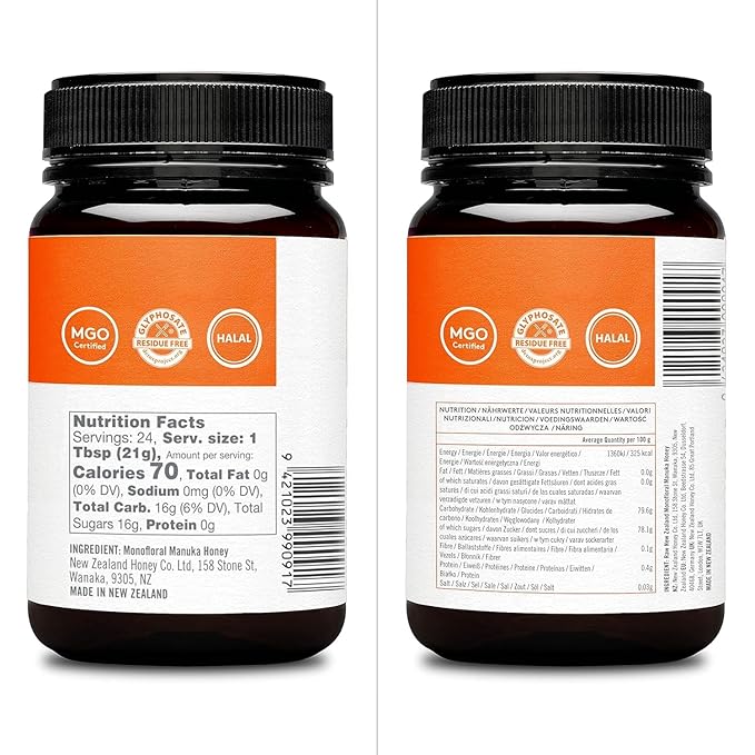 New Zealand Honey Co. Raw Manuka Honey UMF 10+ | MGO 263+ 17.6oz / 500g | Organic Medical Grade Manuka Honey for Daily Wellness Skin Care &amp Dogs