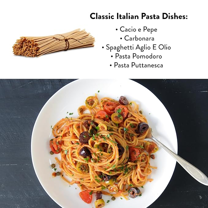 DeLallo Whole Wheat Spaghetti 1 Pound Bag 4 Pack 100% Organic Noodles Pasta from Italy Whole Grain Cooks Al Dente