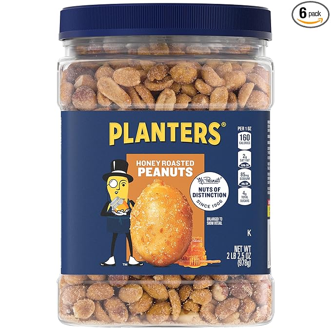 PLANTERS Honey Roasted Peanuts (2.16 lb Container) 6PK
