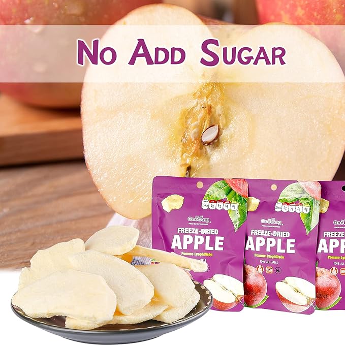 ONETANG Freeze-Dried Fruit Apple Chips 10 Pack Single-Serve Pack Non GMO Kosher No Add Sugar Gluten free Vegan Holiday Gifts Healthy Snack 0.35 Ounce