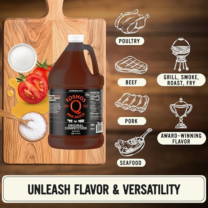 Kosmos Q Original Competition BBQ Sauce Sweet and Smoky Barbecue Sauce for Ribs Pulled Pork Brisket Chicken &amp More Award-Winning Competition Recipe with Brown Sugar Ketchup &amp Worcestersh