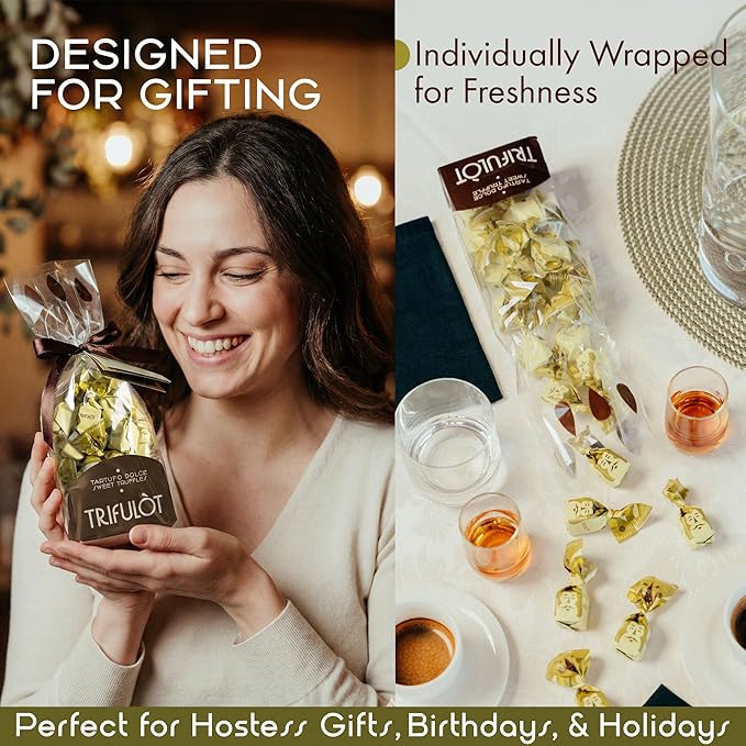 TartufLanghe Trifulot White Chocolate Truffles with Pistachios - Individually Wrapped Pistachio Praline Candy Gourmet Italian Truffle Candy Fancy Chocolate Gift Set From Italy - 6.34 oz