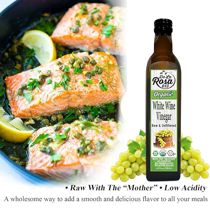 De La Rosa Organic White Wine Red Wine &amp Balsamic Vinegar Vegan Kosher Non-GMO &amp Gluten Free Great for Salad Dressing Marinades &amp More 16.9 Oz (Pack of 3)
