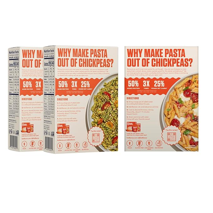 Banza Gluten-Free Chickpea PastaVariety Pack 20g Protein | Lower Carb | High Fiber-| High Protein-| Plant Based Pasta-| 8oz(Pack of 12)