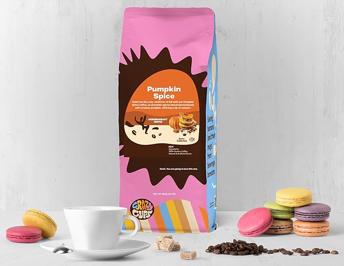 Crazy Cups Flavored Ground Coffee Pumpkin Spice Coffee For Brewing Flavored Hot or Iced Pumpkin Coffee 10oz (Pack of 2)
