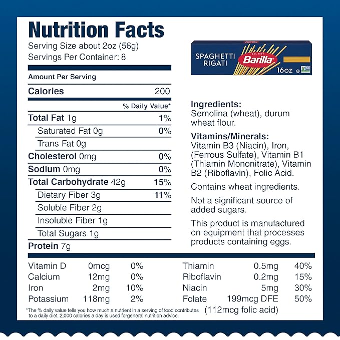 Barilla Spaghetti Rigati Pasta 16 oz. Box (Pack of 20) - Non-GMO Made with Durum Wheat Semolina - Kosher Certified