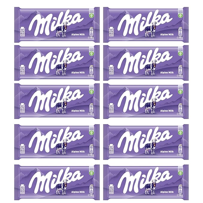 Milka Alpine Milk Chocolate - 90g (Pack of 10)