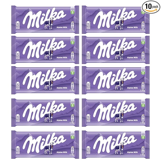 Milka Alpine Milk Chocolate - 90g (Pack of 10)