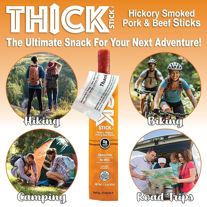 THICK STICK - STONERIDGE OLD-FASHIONED QUALITY MANGO &amp HABANERO - Hickory Smoked Pork and Beef Snack Sticks Gluten Free No MSG 15 Count THICK 1.5 oz Sticks High Protein Soy Free 15 Count