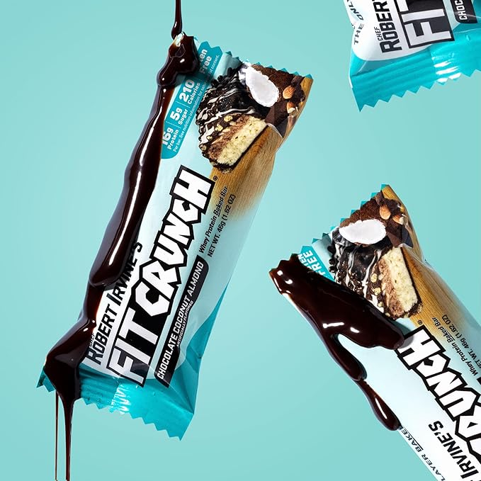 FITCRUNCH Snack Size Protein Bars 6-Layer Baked Bar 5g of Sugar &amp Soft Cake Core (9 Bars Chocolate Coconut Almond)