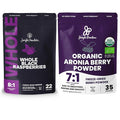 Jungle Powders Whole Black Freeze Dried Raspberries 3.2oz &amp Organic Aronia Berry Powder 5oz - No Sugar Added Antioxidant-Rich Superfoods for Snacking Baking Smoothies and Immune Support
