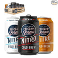 High Brew Coffee | Nitro Cold Brew Variety Pack | Sugar-Free Dairy-Free 200mg Natural Caffeine | Smooth Low-Acid Coffee Infused with Nitrogen Ready-to-Drink | Caramel Black &amp Sweet Cream Flavo