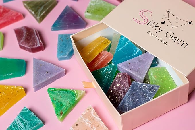 Silky Gem® The Gemmies Crystal Candy Sample Box: 10-Piece Mixed Flavor Assortment – Handcrafted Edible Jewelry &amp ASMR Sweets – Vegan Gluten-Free