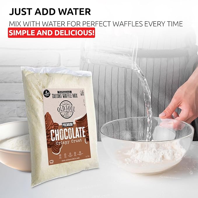 OldSoul Professional Taiyaki Waffle Mix | Crispy | Chocolate Flavor | 30 Lbs | 504 Waffles (30 Lbs Traditional)