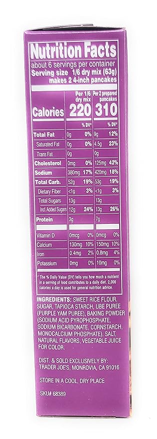 Trader Joe's Limited Edition Ube Mochi Pancake &amp Waffle Mix Gluten Free Net Wt. 13.3 Oz (377g) - Pack of 2