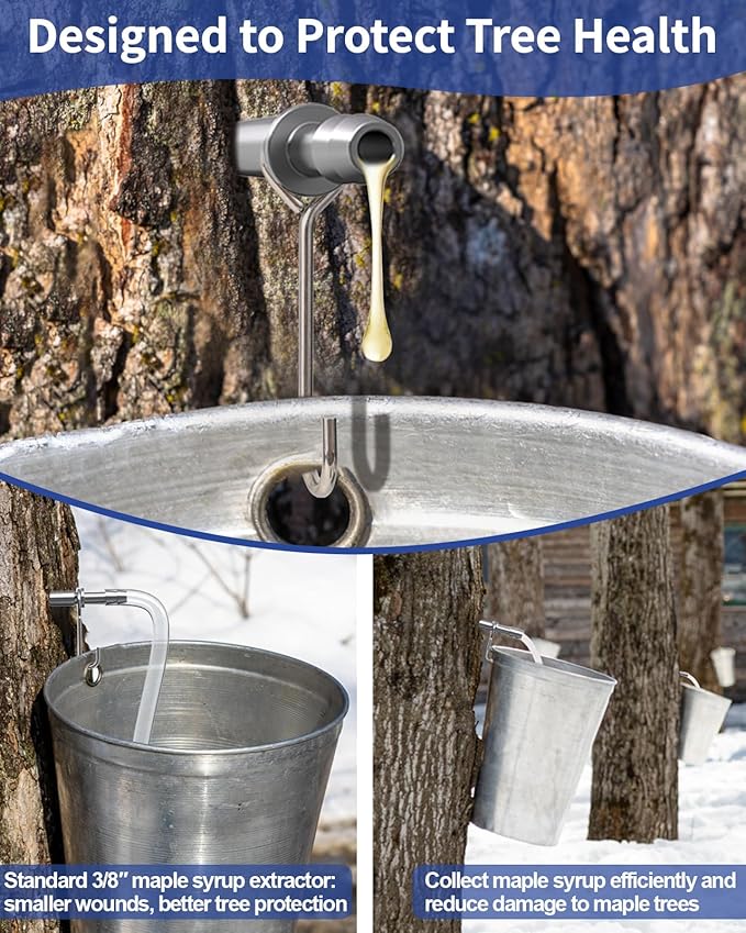 CIMALAB Maple Syrup Tapping Kit 6 Set Maple Tree Tapping Kit 6 Stainless Steel Maple Syrup Taps 6 Maple Syrup Tube &amp 2 Maple Sap Filters Metal Maple Syrup Spiles for Maple Syrup Making Supplie