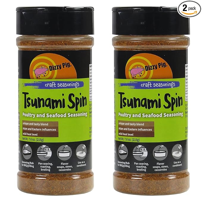 Dizzy Pig Barbecue Company Tsunami Spin Asian Fusion Seasoning (8oz Shaker Two Pack)