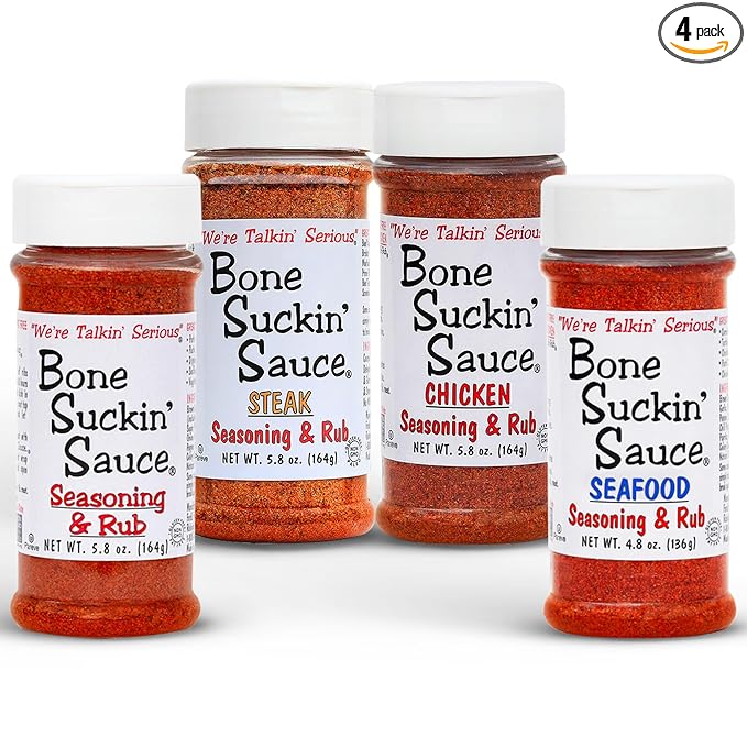 Bone Suckin' Sauce Seasoning and Rub-Variety Original Steak Seafood and Chicken Great for Grilling Smoking Non-GMO Gluten-Free Fat Free Kosher Pareve No Anti Caking &amp No Msg