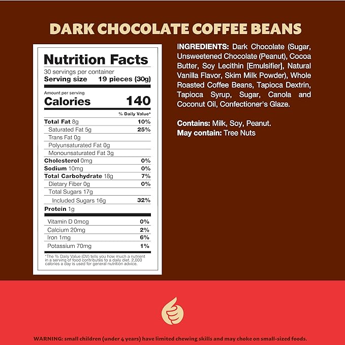 Dark Chocolate Covered Roasted Espresso Coffee Beans Candy 2-Pound Bag