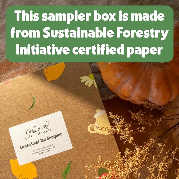 Heavenly Tea Leaves Organic Herbal Loose Leaf Tea Sampler Gift Set (Approx. 90 Cups) | 9 Naturally Caffeine-Free Tisanes | Great Hot or Iced | Assorted Variety Pack | Health &amp Immune Support