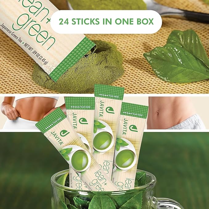 Lean + Green Instant Tea Mix by Javita – Premium Green Tea &amp Herbs – Daily Metabolism Clean Energy Support – Award-winning Convenient Green Tea Mix (3 box/72 serv.)