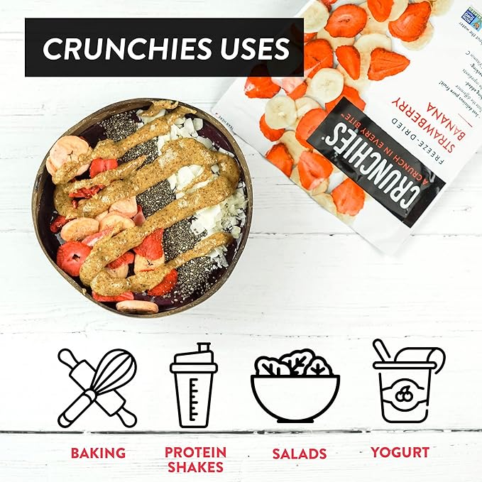 Crunchies Freeze-Dried Fruits 100% All Natural Crispy Fruit Non GMO and Kosher Resealable Freeze Dried Fruit Snack Packs Pack of 6 (Strawberry Banana)