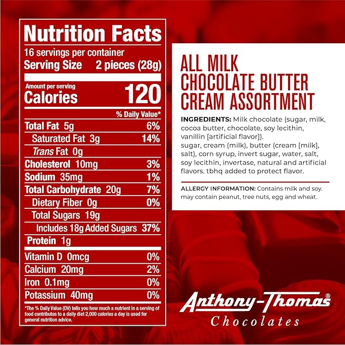 Anthony Thomas Butter Creams Luscious Vanilla Butter Cream Made with Real Cream and Butter Drenched in Chocolate (32 pieces) (Milk)