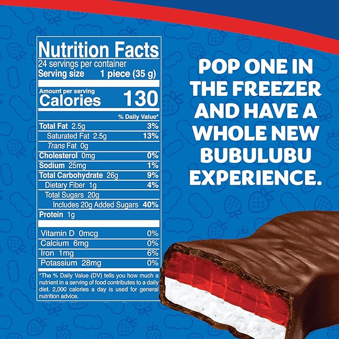 Ricolino Bubulubu Marshmallow with Strawberry Artificially Flavored Gummy with Chocolate Flavored Coating Bar 1 Pound 13.52 Ounces 24 Count Box