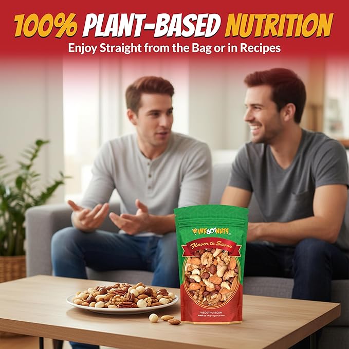 Raw Deluxe Unsalted Mixed Nuts- Premium Quality Kosher Mixed Nuts Snack by We Got Nuts- Natural Rich Flavor Cashews Walnuts Almonds Pecans Macadamia Nuts &amp More- Packed in A Resealable Bag- 3