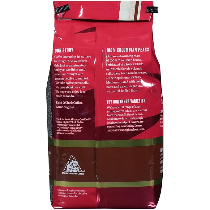Eight O'Clock Ground Coffee 100% Colombian Peaks 33 Ounce (Pack of 1)