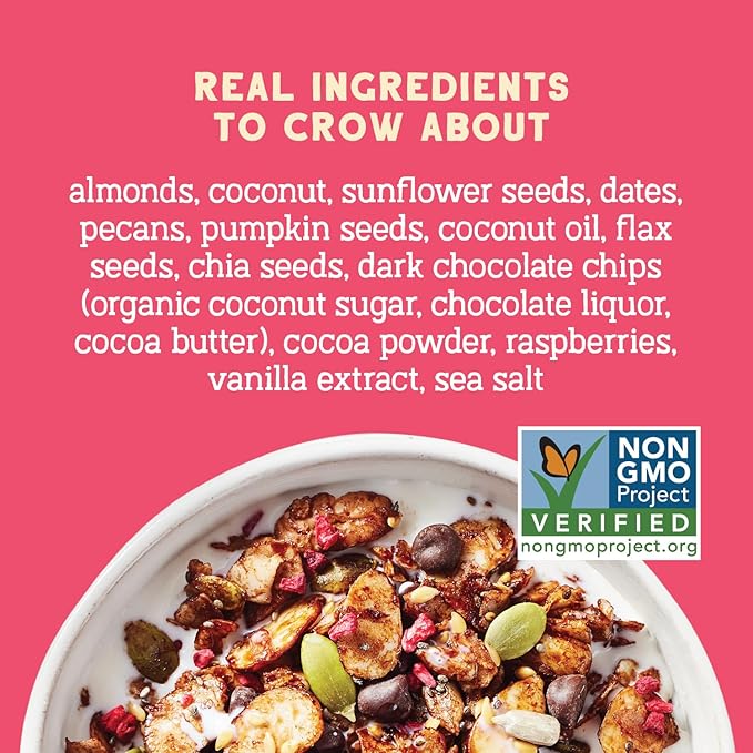 Seven Sundays Nut Granola Cereal Day Dream Dark Chocolate Raspberry 20 Oz Bag (Pack of 3) Grain &amp Gluten Free 4g Protein 5g Net Carbs Keto Friendly