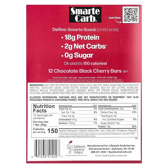 NuGo Nutrition Smarte Carb® Protein Bar Chocolate Black Cherry 12 Bars 1.76 oz (50 g) Each
