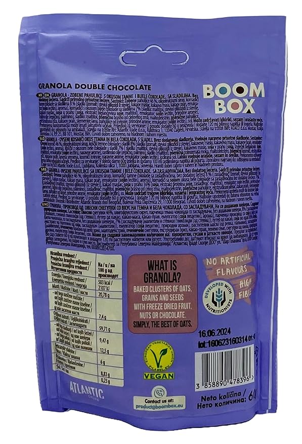 BOOM BOX Double Chocolate Oat Granola - 60g Decadent Chocolate Bliss