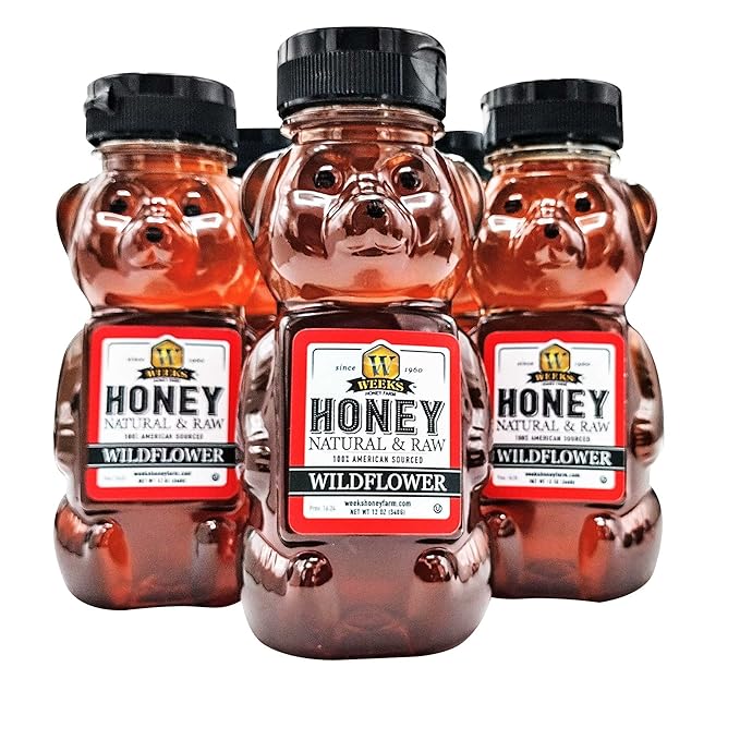 6-Pack Weeks Raw Unfiltered Wildflower Honey – Pure Unheated 12 oz Each Georgia Sourced Never Processed Gluten-Free Rich Floral Flavor for Tea Coffee &amp Baking – 72 oz Total