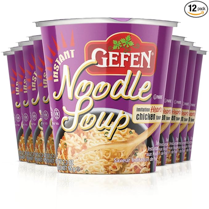 Gefen Instant Noodle Soup Hearty Chicken Flavored Soup Cup 2.3oz (12 pack)
