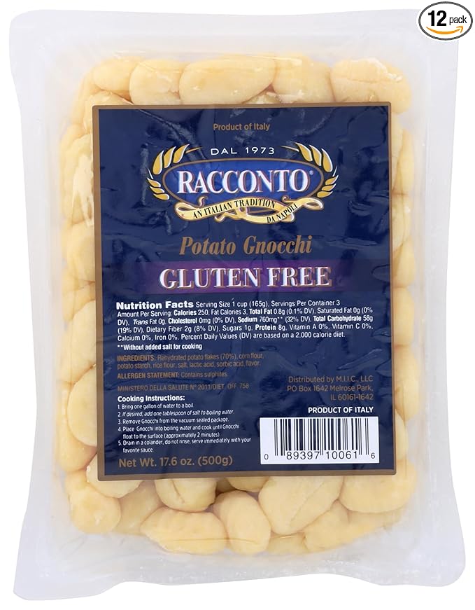 Racconto 268315 Gluten Free Potato Gnocchi44 17.6 oz.