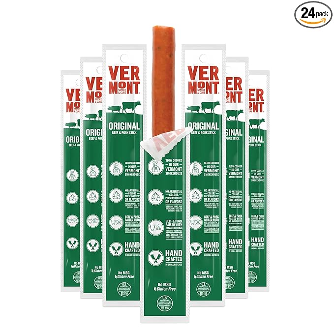 Vermont Smoke &amp Cure Original Beef &amp Pork Sticks Gluten Free 1 Ounce (Pack of 24)