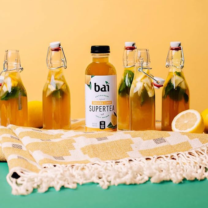 Bai Iced Tea Tanzania Lemon Antioxidant Infused Supertea Crafted with Real Tea (Black Tea White Tea) 18 Fluid Ounce Bottles (Pack of 12)
