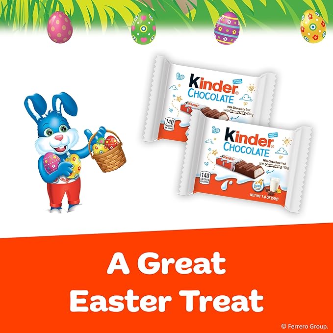 Kinder Chocolate 18 Four Count Packs Milk Chocolate Bar with Creamy Milky Filling Individually Wrapped Candy 1.8 oz Each
