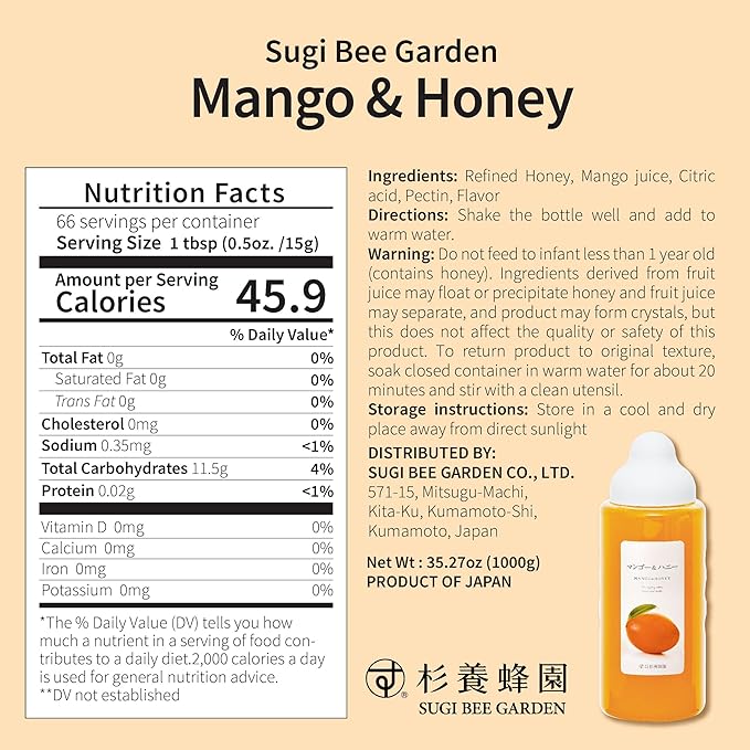 Mango&ampHoney 1000g(35.3oz) 杉養蜂園 Sugi Bee Garden
