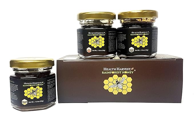 [GIFT CHOICE] Tualang Honey 1.8oz x 3 Jars (Black Red &amp Yellow Honey) | TA 9.5+ to 11.5+ | Pollen Count 2.4 M+ to 4.0 M+ | Pollen Variety 100+ | Wild-ripening on 250ft Treetop | Raw Unpasteurise