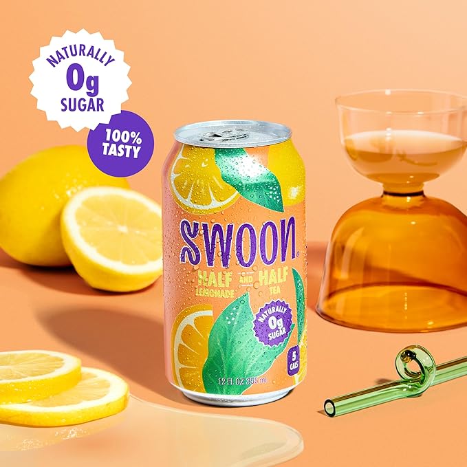 Swoon Half Unsweetened Iced Tea &amp Half Lemonade - Low Carb Gluten Free Keto &amp Paleo-Friendly - Natural Lemon Juice Concentrate and Organic Black Tea Sweetened by Monk Fruit and Stevia (Pack
