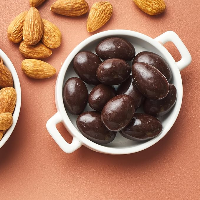 Yupik 60% Dark Chocolate Covered Almonds 2.2 lb (35.2 oz) Pack of 6 Kosher Whole Nuts Almonds Dipped in Chocolate Crunchy &amp Smooth Dark Chocolate Candy Classic Sweet Snacks