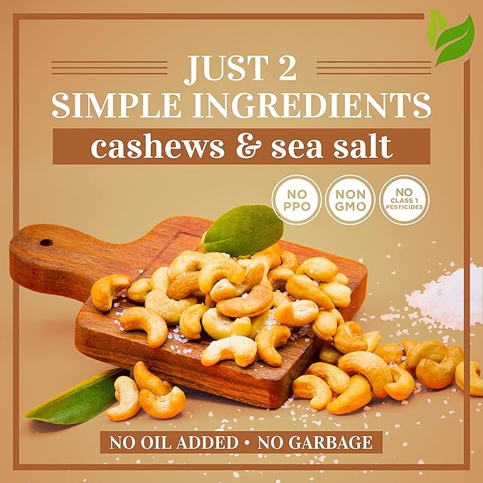 Oven Dry Roasted Fancy with Sea Salt-1.5 lb | Whole Cashews | No Oil | No PPO | Vegan and Keto Friendly | Made from Natural