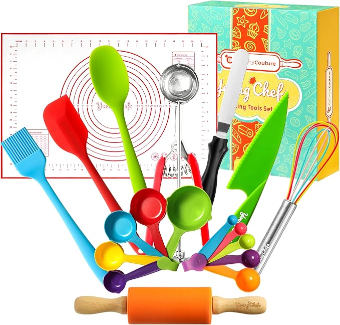 Young Chefs Cooking and Baking Set for Kids – 19 Pieces Real Baking Set – Giftable Sets for Girls and Boys – Stocking Stuffers for Kids Cooking Sets Real 8-12 Years
