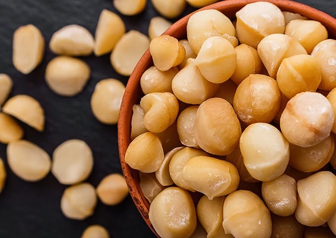 Food to Live Dry Roasted Macadamia Nuts with Himalayan Salt 1 Pound – Oven Roasted Whole Nuts Lightly Salted No Oil Added Vegan Snack Keto Kosher Bulk. High in Protein. Great for Baking
