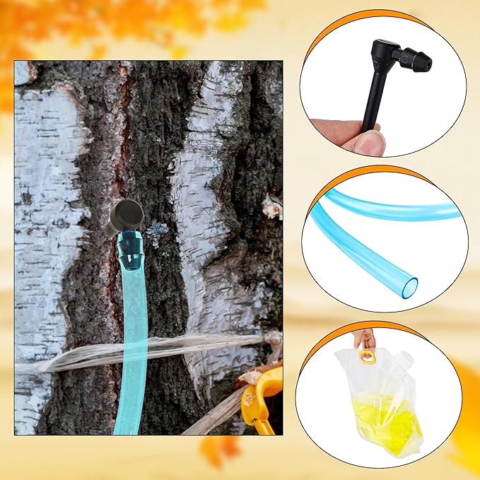 72 Pcs Maple Syrup Tapping Kit Include 24 Maple Syrup Taps 5L Syrup PC Bags 3 ft Blue Tubing for Beginners Maple Birch Collection Supplies