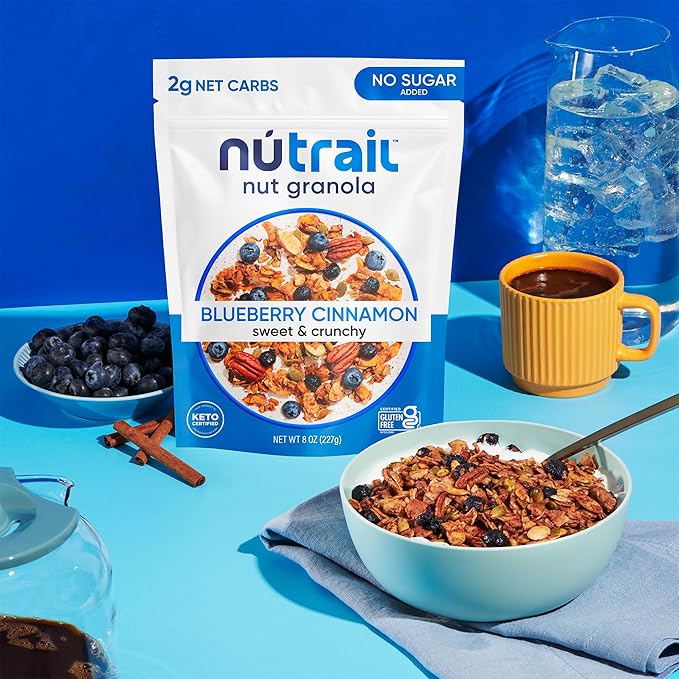 NuTrail Nut Granola Cereal Variety Pack No Sugar Added Keto Low Carb Gluten Free Grain Free Healthy Breakfast 8 oz. 3 Count