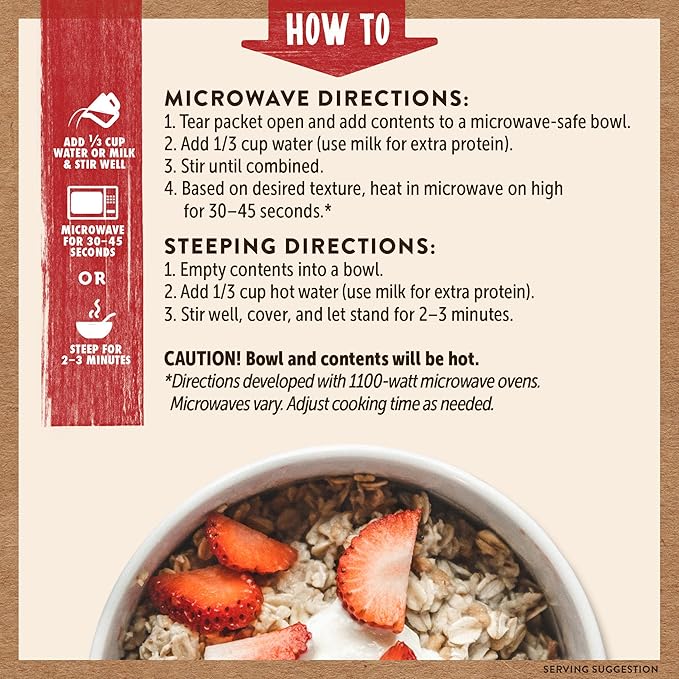 Kodiak Instant Oatmeal Packets Strawberries &amp Cream High Protein 100% Whole Grains 6 boxes with 6 packets each (36 packets total)
