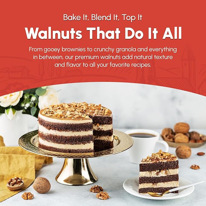 California Raw Walnuts- 3 Pounds Resealable Package-Fresh No Shell Unsalted-All Natural Dry Halves and Chopped Pieces-For Snacking Kids Baking Brownies Diet- Kosher Certified- by We Got Nuts